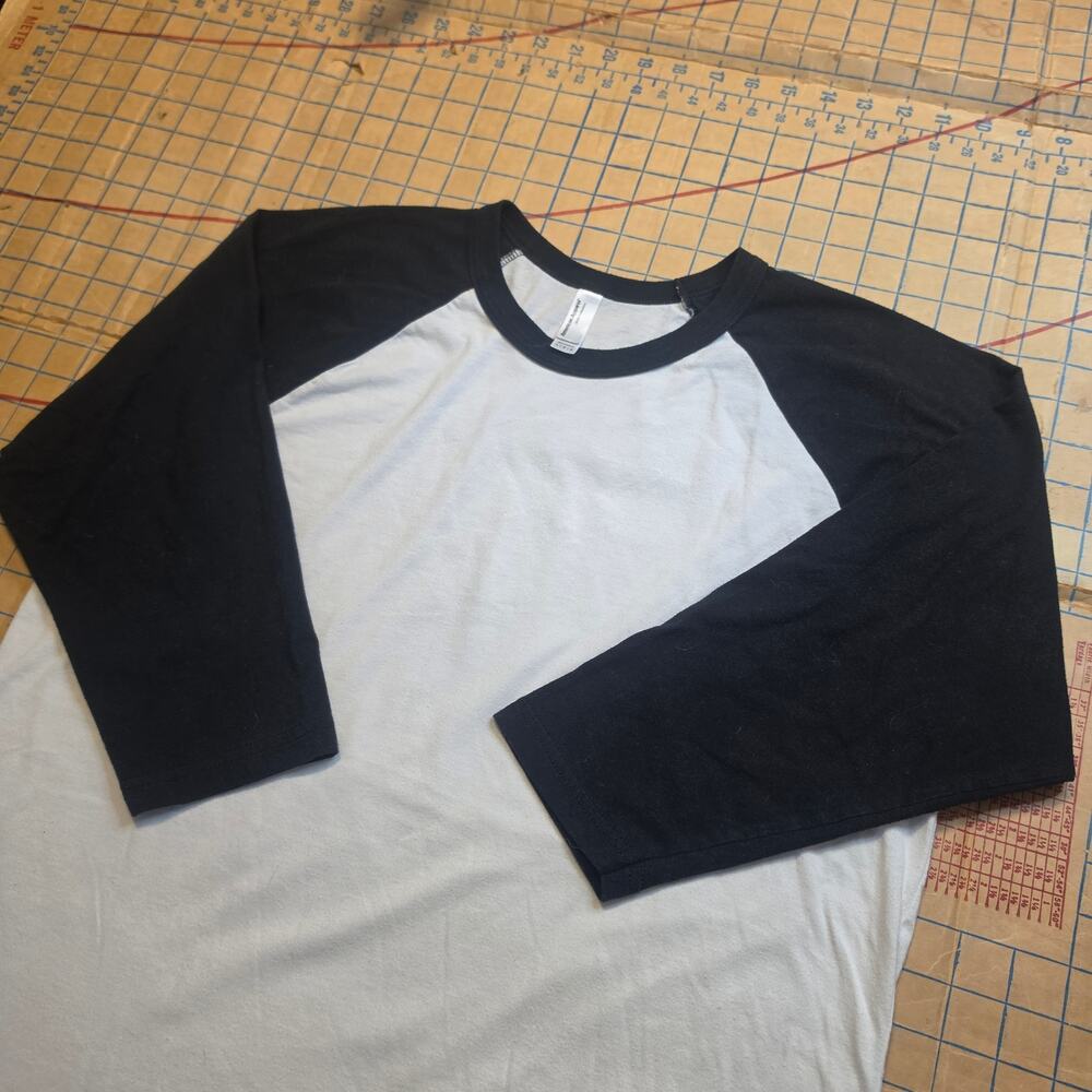 American Apparel Raglan T-Shirt Black White Large Streetwear